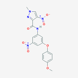 molecular formula C18H15N5O7 B456288 4-nitro-N-[3-nitro-5-(4-methoxyphenoxy)phenyl]-1-methyl-1H-pyrazole-3-carboxamide 