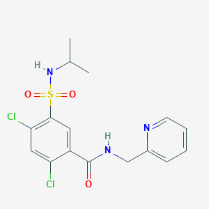 molecular formula C16H17Cl2N3O3S B4562880 2,4-dichloro-5-[(isopropylamino)sulfonyl]-N-(2-pyridinylmethyl)benzamide 