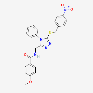 molecular formula C24H21N5O4S B4562890 4-methoxy-N-((5-((4-nitrobenzyl)thio)-4-phenyl-4H-1,2,4-triazol-3-yl)methyl)benzamide 