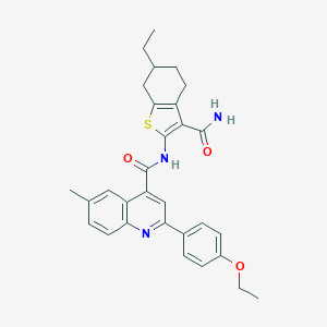 molecular formula C30H31N3O3S B456290 N-(3-carbamoyl-6-ethyl-4,5,6,7-tetrahydro-1-benzothiophen-2-yl)-2-(4-ethoxyphenyl)-6-methylquinoline-4-carboxamide 