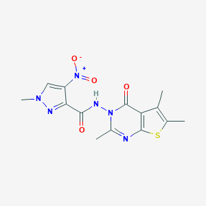 1-methyl-4-nitro-N-(2,5,6-trimethyl-4-oxothieno[2,3-d]pyrimidin-3(4H)-yl)-1H-pyrazole-3-carboxamide