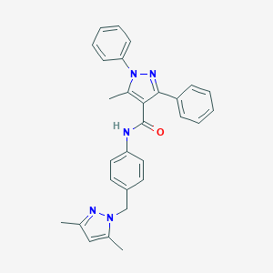 molecular formula C29H27N5O B456293 N-{4-[(3,5-dimethyl-1H-pyrazol-1-yl)methyl]phenyl}-5-methyl-1,3-diphenyl-1H-pyrazole-4-carboxamide 