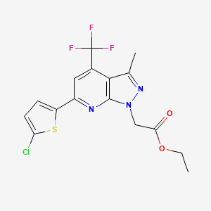 molecular formula C16H13ClF3N3O2S B4562932 ETHYL 2-[6-(5-CHLORO-2-THIENYL)-3-METHYL-4-(TRIFLUOROMETHYL)-1H-PYRAZOLO[3,4-B]PYRIDIN-1-YL]ACETATE 