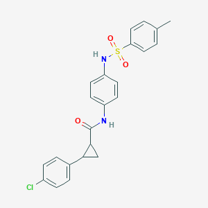 molecular formula C23H21ClN2O3S B456294 2-(4-chlorophenyl)-N-(4-{[(4-methylphenyl)sulfonyl]amino}phenyl)cyclopropanecarboxamide 