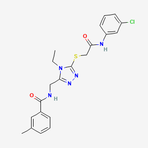 molecular formula C21H22ClN5O2S B4562975 N-{[5-({2-[(3-chlorophenyl)amino]-2-oxoethyl}sulfanyl)-4-ethyl-4H-1,2,4-triazol-3-yl]methyl}-3-methylbenzamide 