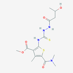 molecular formula C15H22N4O5S2 B4562993 Methyl 5-(dimethylcarbamoyl)-2-({[2-(3-hydroxybutanoyl)hydrazinyl]carbonothioyl}amino)-4-methylthiophene-3-carboxylate 