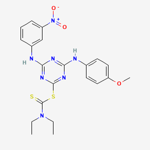 N,N-DIETHYL-1-({4-[(4-METHOXYPHENYL)AMINO]-6-[(3-NITROPHENYL)AMINO]-1,3,5-TRIAZIN-2-YL}SULFANYL)METHANETHIOAMIDE