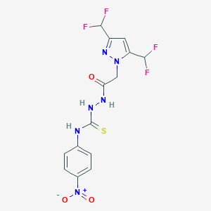 molecular formula C14H12F4N6O3S B456300 2-{[3,5-bis(difluoromethyl)-1H-pyrazol-1-yl]acetyl}-N-{4-nitrophenyl}hydrazinecarbothioamide 