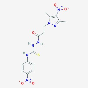 2-(3-{4-nitro-3,5-dimethyl-1H-pyrazol-1-yl}propanoyl)-N-{4-nitrophenyl}hydrazinecarbothioamide