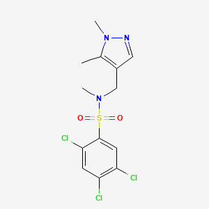 molecular formula C13H14Cl3N3O2S B4563010 2,4,5-trichloro-N-[(1,5-dimethyl-1H-pyrazol-4-yl)methyl]-N-methylbenzenesulfonamide 