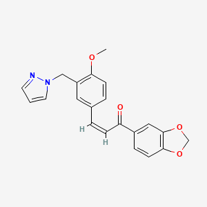 (Z)-1-(1,3-BENZODIOXOL-5-YL)-3-[4-METHOXY-3-(1H-PYRAZOL-1-YLMETHYL)PHENYL]-2-PROPEN-1-ONE