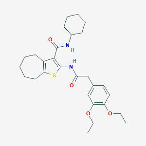 N-cyclohexyl-2-{[(3,4-diethoxyphenyl)acetyl]amino}-5,6,7,8-tetrahydro-4H-cyclohepta[b]thiophene-3-carboxamide