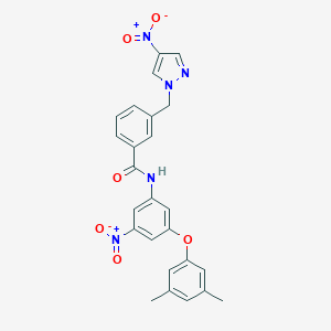 N-[3-(3,5-dimethylphenoxy)-5-nitrophenyl]-3-[(4-nitro-1H-pyrazol-1-yl)methyl]benzamide