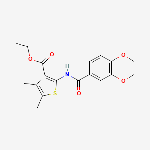 ETHYL 2-(2,3-DIHYDRO-1,4-BENZODIOXINE-6-AMIDO)-4,5-DIMETHYLTHIOPHENE-3-CARBOXYLATE