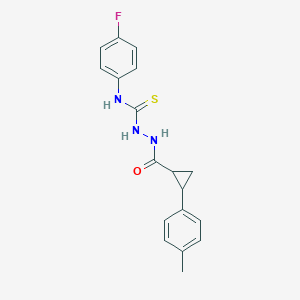 molecular formula C18H18FN3OS B456312 N-(4-fluorophenyl)-2-{[2-(4-methylphenyl)cyclopropyl]carbonyl}hydrazinecarbothioamide 