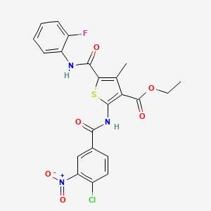 Ethyl 2-(4-chloro-3-nitrobenzamido)-5-[(2-fluorophenyl)carbamoyl]-4-methylthiophene-3-carboxylate