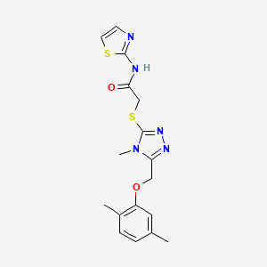 molecular formula C17H19N5O2S2 B4563131 2-({5-[(2,5-dimethylphenoxy)methyl]-4-methyl-4H-1,2,4-triazol-3-yl}sulfanyl)-N-(1,3-thiazol-2-yl)acetamide 