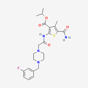 molecular formula C23H29FN4O4S B4563175 isopropyl 5-(aminocarbonyl)-2-({[4-(3-fluorobenzyl)-1-piperazinyl]acetyl}amino)-4-methyl-3-thiophenecarboxylate 