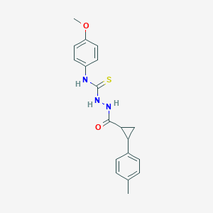 molecular formula C19H21N3O2S B456330 N-(4-methoxyphenyl)-2-{[2-(4-methylphenyl)cyclopropyl]carbonyl}hydrazinecarbothioamide 