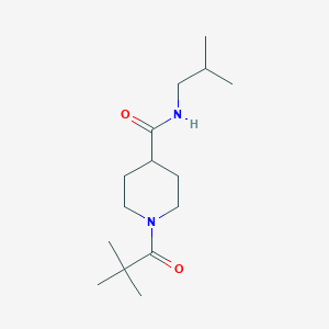 molecular formula C15H28N2O2 B4563307 1-(2,2-dimethylpropanoyl)-N-(2-methylpropyl)piperidine-4-carboxamide 