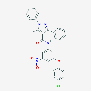 molecular formula C29H21ClN4O4 B456332 N-[3-(4-chlorophenoxy)-5-nitrophenyl]-5-methyl-1,3-diphenyl-1H-pyrazole-4-carboxamide 