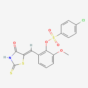 molecular formula C17H12ClNO5S3 B4563320 2-methoxy-6-[(4-oxo-2-thioxo-1,3-thiazolidin-5-ylidene)methyl]phenyl 4-chlorobenzenesulfonate 