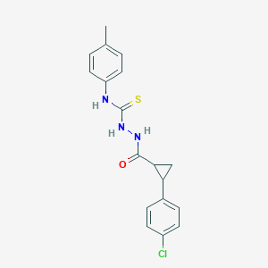 molecular formula C18H18ClN3OS B456334 2-{[2-(4-chlorophenyl)cyclopropyl]carbonyl}-N-(4-methylphenyl)hydrazinecarbothioamide 