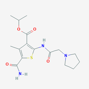 molecular formula C16H23N3O4S B4563356 PROPAN-2-YL 5-CARBAMOYL-4-METHYL-2-[2-(PYRROLIDIN-1-YL)ACETAMIDO]THIOPHENE-3-CARBOXYLATE 