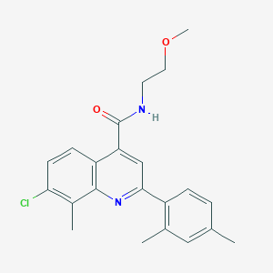 molecular formula C22H23ClN2O2 B4563378 7-chloro-2-(2,4-dimethylphenyl)-N-(2-methoxyethyl)-8-methyl-4-quinolinecarboxamide 