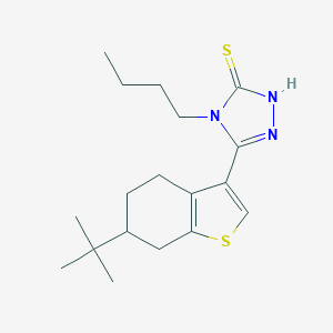 molecular formula C18H27N3S2 B456338 4-butyl-5-(6-tert-butyl-4,5,6,7-tetrahydro-1-benzothien-3-yl)-4H-1,2,4-triazole-3-thiol 