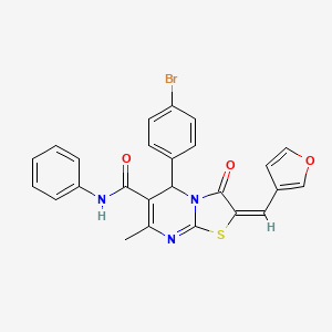 molecular formula C25H18BrN3O3S B4563388 (2E)-5-(4-bromophenyl)-2-(furan-3-ylmethylidene)-7-methyl-3-oxo-N-phenyl-2,3-dihydro-5H-[1,3]thiazolo[3,2-a]pyrimidine-6-carboxamide 