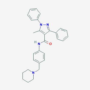 molecular formula C29H30N4O B456342 5-methyl-1,3-diphenyl-N-[4-(1-piperidinylmethyl)phenyl]-1H-pyrazole-4-carboxamide 