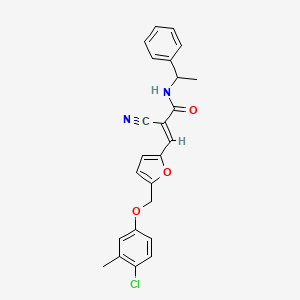 (2E)-3-{5-[(4-chloro-3-methylphenoxy)methyl]furan-2-yl}-2-cyano-N-(1-phenylethyl)prop-2-enamide