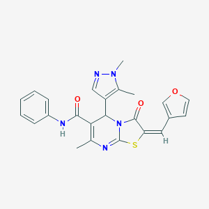 molecular formula C24H21N5O3S B456344 5-(1,5-dimethyl-1H-pyrazol-4-yl)-2-(3-furylmethylene)-7-methyl-3-oxo-N-phenyl-2,3-dihydro-5H-[1,3]thiazolo[3,2-a]pyrimidine-6-carboxamide 