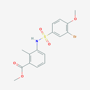 molecular formula C16H16BrNO5S B4563444 methyl 3-{[(3-bromo-4-methoxyphenyl)sulfonyl]amino}-2-methylbenzoate 