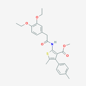 molecular formula C26H29NO5S B456345 Methyl 2-{[(3,4-diethoxyphenyl)acetyl]amino}-5-methyl-4-(4-methylphenyl)-3-thiophenecarboxylate 