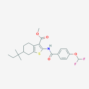 molecular formula C23H27F2NO4S B456346 Methyl 2-{[4-(difluoromethoxy)benzoyl]amino}-6-tert-pentyl-4,5,6,7-tetrahydro-1-benzothiophene-3-carboxylate 