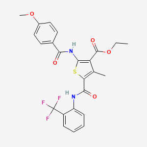 Ethyl 2-(4-methoxybenzamido)-4-methyl-5-{[2-(trifluoromethyl)phenyl]carbamoyl}thiophene-3-carboxylate