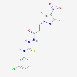 molecular formula C15H17ClN6O3S B456352 N-(3-chlorophenyl)-2-(3-{4-nitro-3,5-dimethyl-1H-pyrazol-1-yl}propanoyl)hydrazinecarbothioamide 