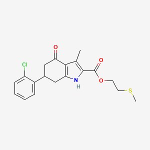 molecular formula C19H20ClNO3S B4563540 2-(methylsulfanyl)ethyl 6-(2-chlorophenyl)-3-methyl-4-oxo-4,5,6,7-tetrahydro-1H-indole-2-carboxylate 