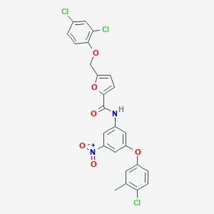 molecular formula C25H17Cl3N2O6 B456355 N-[3-(4-chloro-3-methylphenoxy)-5-nitrophenyl]-5-[(2,4-dichlorophenoxy)methyl]furan-2-carboxamide 