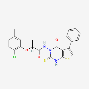 2-(2-chloro-5-methylphenoxy)-N-(2-mercapto-6-methyl-4-oxo-5-phenylthieno[2,3-d]pyrimidin-3(4H)-yl)propanamide