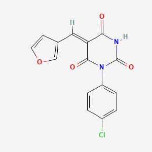 molecular formula C15H9ClN2O4 B4563574 (5Z)-1-(4-chlorophenyl)-5-(furan-3-ylmethylidene)-1,3-diazinane-2,4,6-trione 