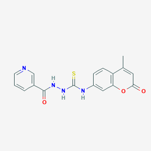 molecular formula C17H14N4O3S B4563582 N-(4-methyl-2-oxo-2H-chromen-7-yl)-2-(3-pyridinylcarbonyl)hydrazinecarbothioamide 