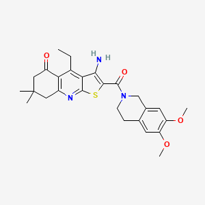 3-amino-2-[(6,7-dimethoxy-3,4-dihydro-2(1H)-isoquinolinyl)carbonyl]-4-ethyl-7,7-dimethyl-7,8-dihydrothieno[2,3-b]quinolin-5(6H)-one