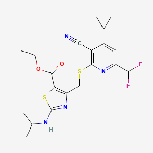 ETHYL 4-({[3-CYANO-4-CYCLOPROPYL-6-(DIFLUOROMETHYL)-2-PYRIDYL]SULFANYL}METHYL)-2-(ISOPROPYLAMINO)-1,3-THIAZOLE-5-CARBOXYLATE