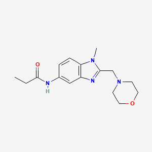 molecular formula C16H22N4O2 B4563696 N-{1-Methyl-2-[(morpholin-4-YL)methyl]-1H-1,3-benzodiazol-5-YL}propanamide 