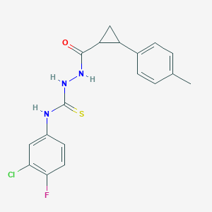 N-(3-chloro-4-fluorophenyl)-2-{[2-(4-methylphenyl)cyclopropyl]carbonyl}hydrazinecarbothioamide