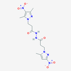 molecular formula C15H20N8O6 B456378 3-(3,5-dimethyl-4-nitro-1H-pyrazol-1-yl)-N'-[3-(5-methyl-3-nitro-1H-pyrazol-1-yl)propanoyl]propanehydrazide 