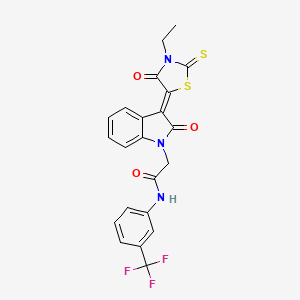 2-[(3Z)-3-(3-ethyl-4-oxo-2-thioxo-1,3-thiazolidin-5-ylidene)-2-oxo-2,3-dihydro-1H-indol-1-yl]-N-[3-(trifluoromethyl)phenyl]acetamide